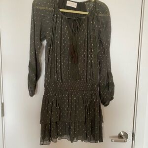 Miss June Paris Olive Green Long Sleeve Dress